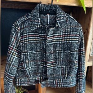 Free People cropped plaid jacket
